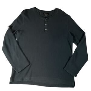 Banana Rupublic Mens Large Long Sleeve Shirt 55% Pima 45% Cotton Black Soft